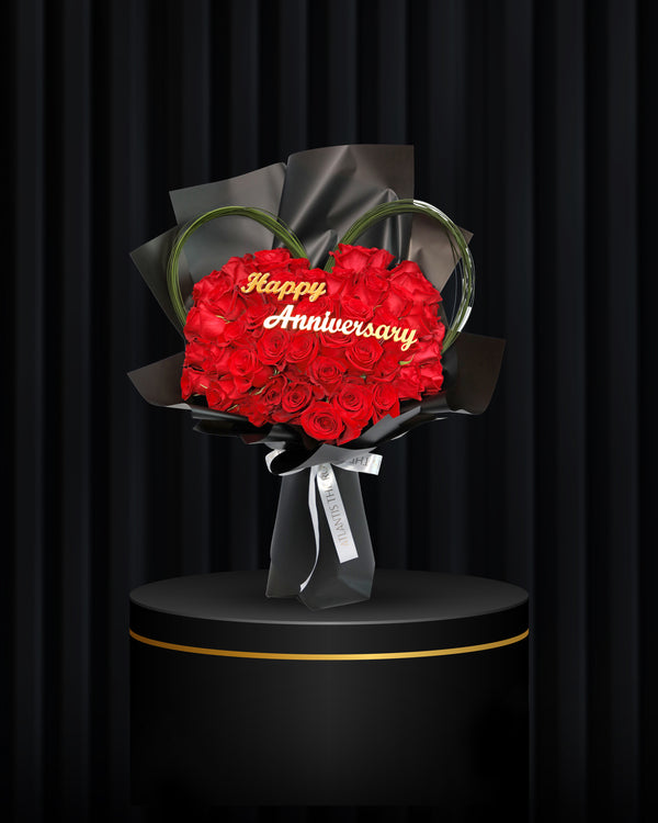 Anniversary Red Roses Bouquet in Heartfelt Elegance